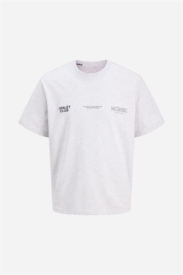 Jack & Jones JCOCrest Front Print Tee SS Crew Neck - White Melange